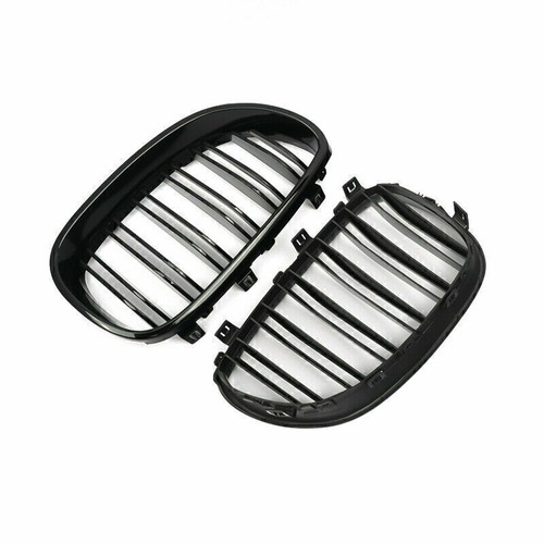 2x Gloss Black Front Hood Kidney Grille Grill For BMW E60 E61 5 Series M5 03-10 - Picture 18 of 21