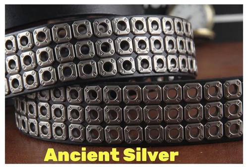 Real Leather Waist Belt Gothic Heavy Metal Rivet Studded Unisex Punk Waistband - Picture 3 of 20