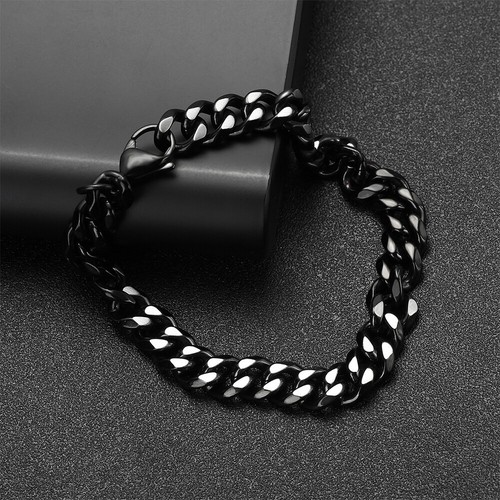 Basic Punk Stainless Steel 7mm Cuban Necklaces Bracelet For Men Women Black - Bild 16 von 40