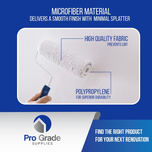 Pro Grade 9" Microfiber 1/2" Roller Cover Set Wall Painting Roller Naps - Picture 5 of 8