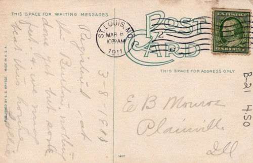St. Louis Missouri O'Fallon Park 1911 Postcard - Picture 3 of 3
