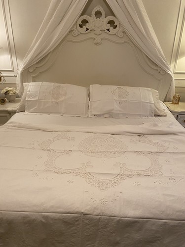 SHABBY CHIC COUTURE WHITE LINEN QUEEN VINTAGE DUVET COVER! - Picture 2 of 12