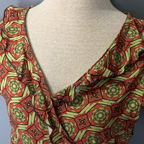 Matilda Jane Damen Größe Small Wickelkleid Cheerio Viskose grün rot Kurzarm - Bild 4 von 12