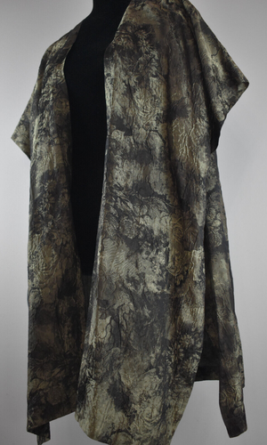 eskandar 0/S One Size Open Front Vest Jacket Floral Textured Oversized Lagenlook - Picture 10 of 21