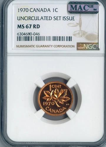1970 Canada Small Cent NGC MS67 Red
