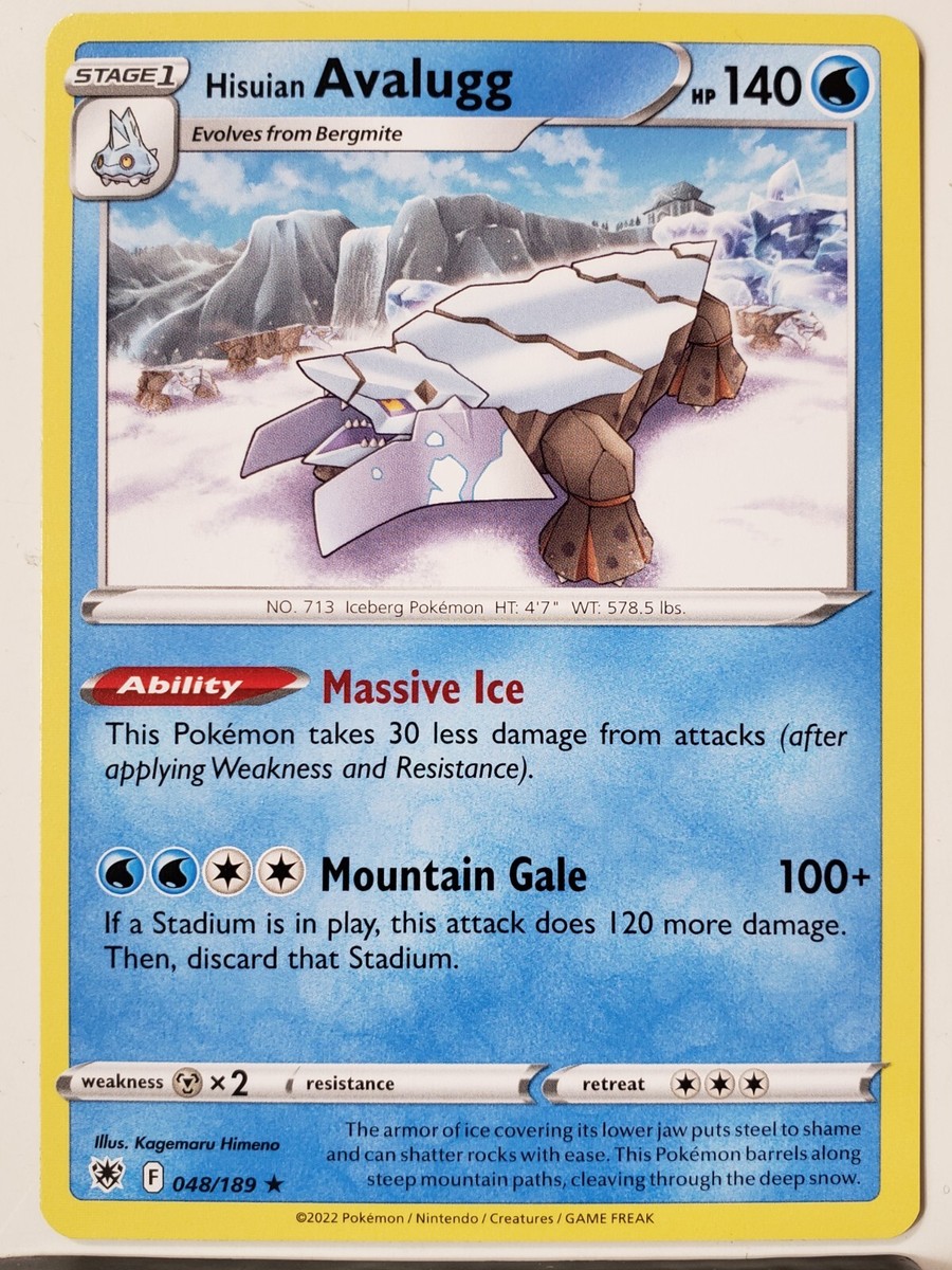 Hisuian Avalugg 048/189 NM / M RARE Astral Radiance Pokemon Card $2 Shipping