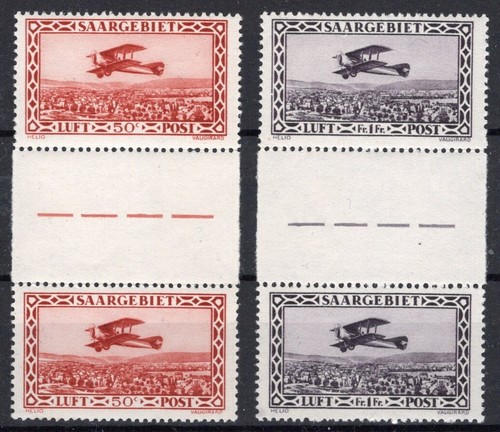 Saar Flugpost 126-127 ZS Zwischenstege postfrisch