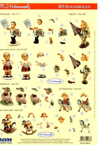 12 Assorted Hummel 3D Decoupage Die Cut Step Sheets 01 - Picture 1 of 6