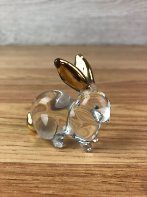 Süßer kleiner Glashase mit goldenen Ohren und Schwanz