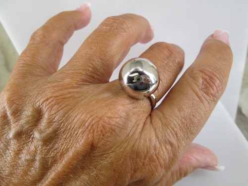 Ball Ring 925 Sterling Silver Ring Statement Big Ball Ring Handmade Women Ring - Picture 5 of 11