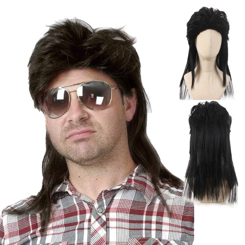 Mullet Wig Hair Costume Party Dress Up 70s 80s Aussie Bogan Rock - Golden Blonde - Picture 9 of 13