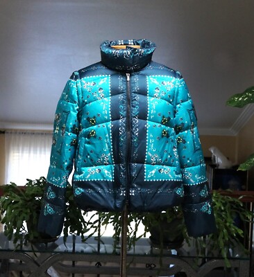 PINKO Mircus Handkerchief Print Puffer Jacket, XL