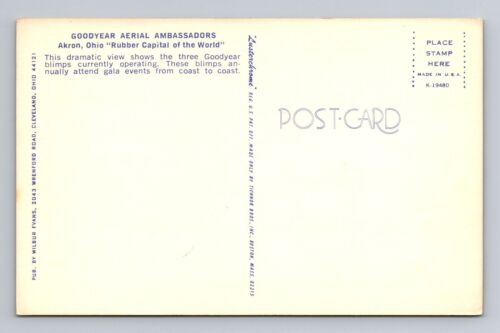 Akron OH-Ohio, Goodyear Blimps, Luftbotschafter, Vintage Souvenir Postkarte - Bild 2 von 2