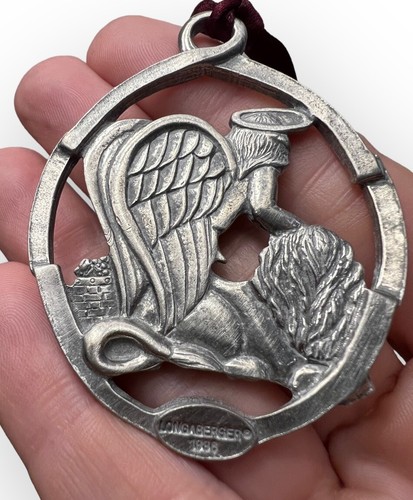 1998 Longaberger Angel Ornament PEACE Lion & Lamb Pewter Christmas FREE SHIPPING - Picture 3 of 4