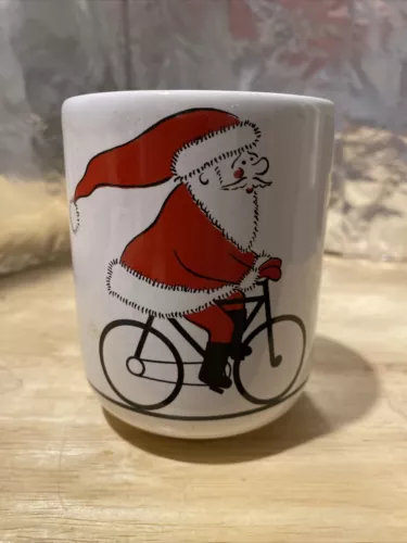 Waechtersbach West Germany Santa on a bicycle Christmas Mug cup