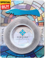 3/16 Inch Black Backed Copper Foil Foil Tape for Stained Glass, 2 Rolls, 1 Burni