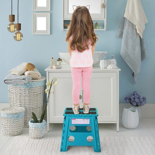 13'' Folding Step Stool Tall Kids Step Stool Plastic with Non-Slip Surface - Picture 16 of 81