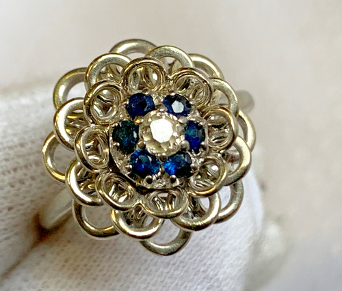 White Gold Diamond Ring 5.07g Fine Jewelry Size 6 Band Sapphire Color *READ* - Picture 24 of 24