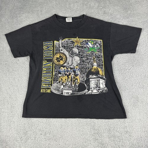 Vintage Notre Dame Fighting Irish Shirt Herren Large Black Nutmeg Football - Bild 1 von 15