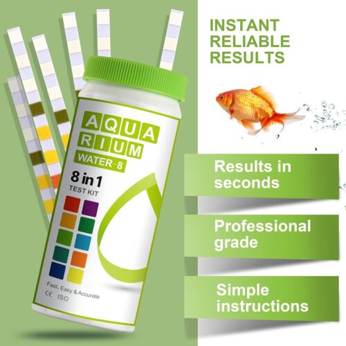 8 in 1 Aquarium Ammonia Test Strips,100 Pcs,Freshwater,Saltwater,pH,Alkalinity.. - Picture 2 of 6