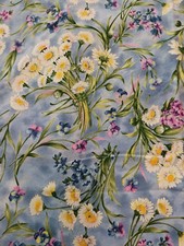Upsy Daisy Quilting Cotton Fabric Sky Blue w Daisies Ro Gregg for Northcott 2088
