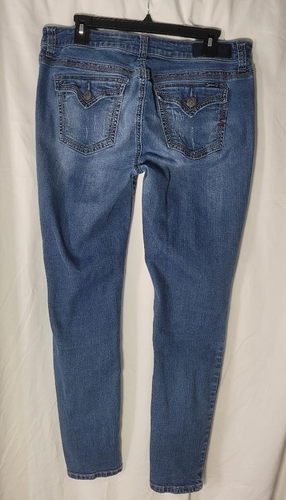 Seven7 Mid Rise Skinny Blue Denim Jeans Distressed Stretch Women's 14 - Picture 3 of 12