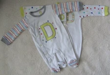 2 Pack Unisex Babygrow/Sleepsuit Initial D Stars & Stripes Age 3-6 Months BNWL 