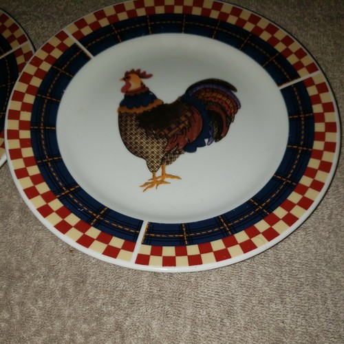 Menge 4 Majesticware von Oneida's "Calico Hahn" 7 7/8" Durchmesser Teller Huhn - Bild 4 von 8