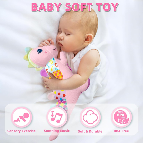 Baby Dino Musical Stuffed Animal Toys for 0-3-6-9-12 Months,Infant Dinosaur Tumm - Picture 5 of 12