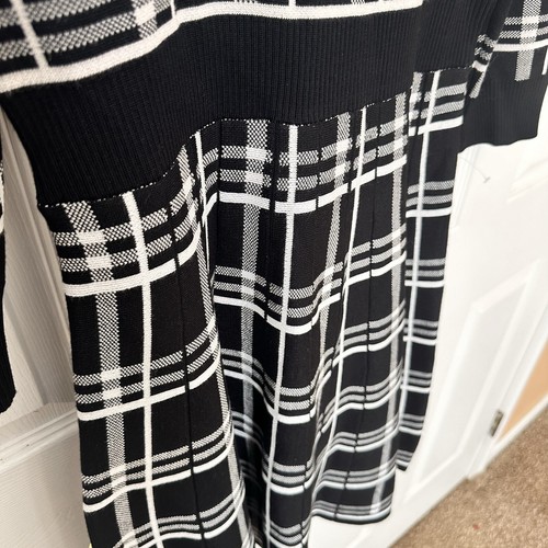 Nina Leonard Karo U-Ausschnitt Jacquard Strick Pullover Kleid schwarz weiß kariert XL - Bild 8 von 19