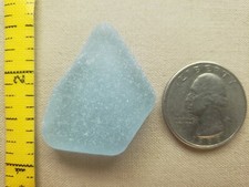PURE BEACH SEA GLASS SURF TUMBLED BABY SOFT AQUA BLUE LARGE FROSTED PENDANT E02