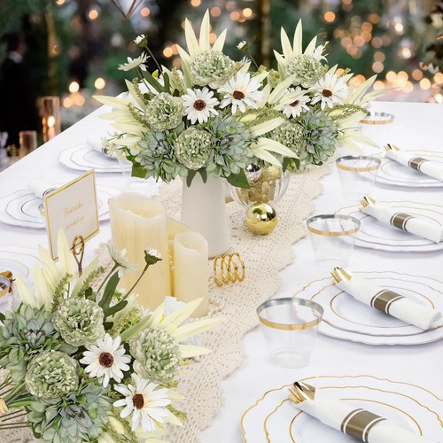 Artificial Flowers Bouquet Silk Floral Arrangements Faux Flowers Plant for Ho... - Picture 6 of 7