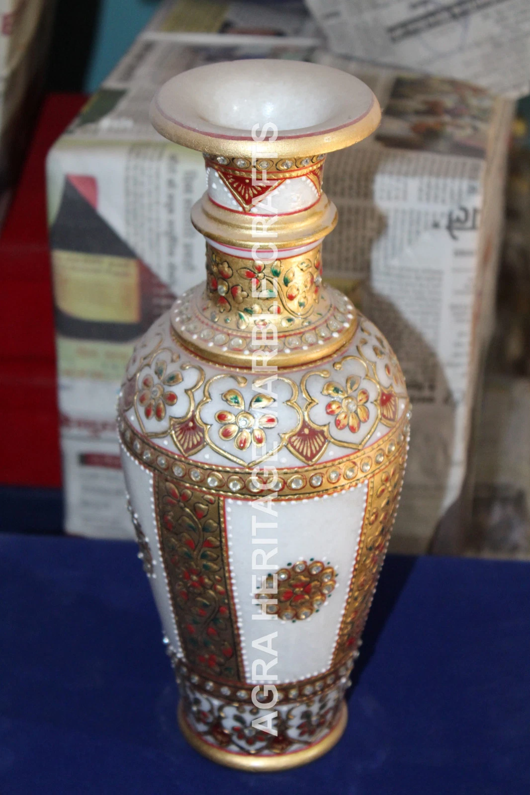 14" Gold Hand Painted Marble Flower Vase Elegant Design Home Interior Gift H5735
Opens in a new wind