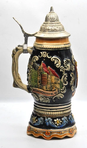 VINTAGE HOFBRAUHAUS MUSICAL STEIN DGBM SIEGESTOR EXCELLENT ESTATE germany
