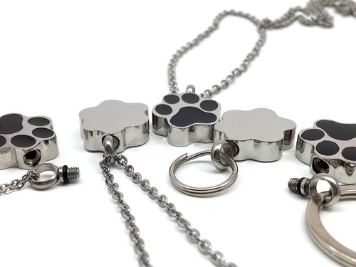 Pet Cremation Jewelry Necklace Pendant Urn Holds Ash Paw Print Dog Cat Memorial - Picture 5 of 10