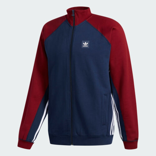 Mens Adidas Track Jacket Navy Burgundy Full Zip Retro Style Adidas Jacket NEW - Picture 2 of 3