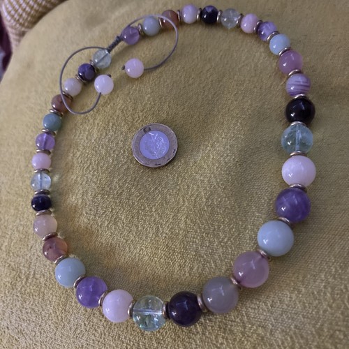 lola rose necklace Rose Quartz Amethyst Beaded Slide Knot - Picture 3 of 13