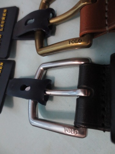 Polo Ralph Lauren Leather Dress Belt in Light Tan/Gold or Black/Silver, NWT - Picture 11 of 12