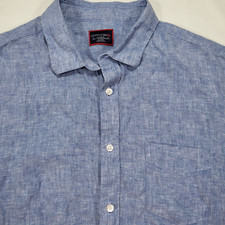 Untuckit Men's XL Slim Fit Blue 100% Linen Valente Wrinkle Resistant Shirt
