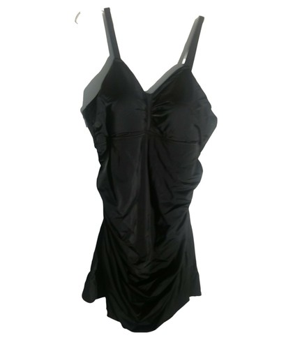 Denim & Co. Beach It Figures Swimsuit 26 28 Swim Dress Slender Thighs Swimsuit - Picture 10 of 31