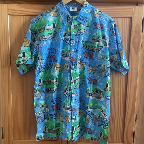 Wes And Willy UCLA Bruins Bruin Woods Hawaiian Aloha Shirt - NWT - Picture 1 of 7