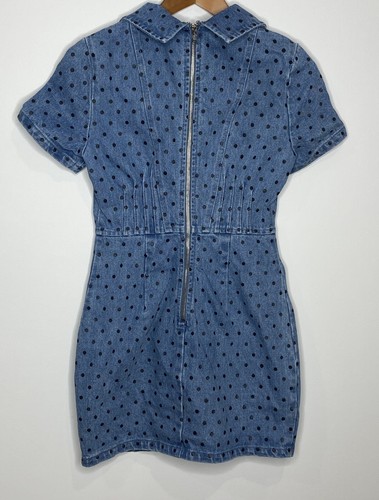 Mossman Tainted Love Dress Size 8 blue denim short length exposed zip collar - Picture 4 of 7