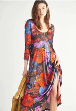 Free People First Date Floral Long Sleeved Maxi Dress. Red Black. Size X Small.