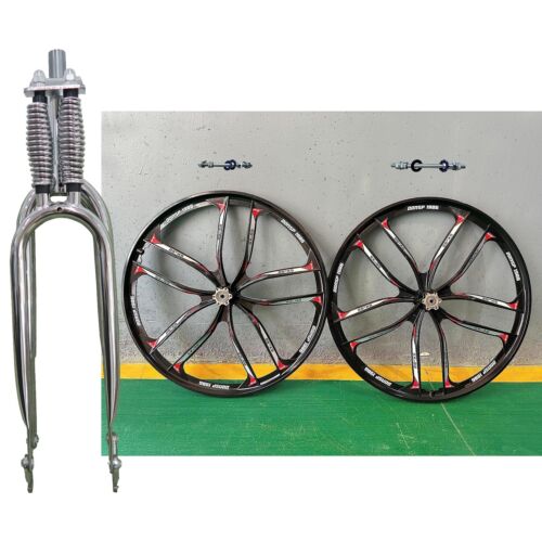 DONSP1986 26" Bike Spring Suspension Fork, 1" Threaded w/ Mag &Spoke Wheel Rim - Picture 4 of 78