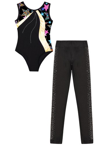 Kinder Mädchen Outfits Stylisch Bedruckt Tanzkleidung Patchwork Set Rundhals Anzug 2 Teile - Bild 38 von 48