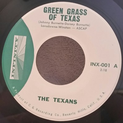 Texans  GREEN GRASS OF TEXAS (JOHNNY BURNETTE 45) #001 PLAYS VG++ NO NOISE!