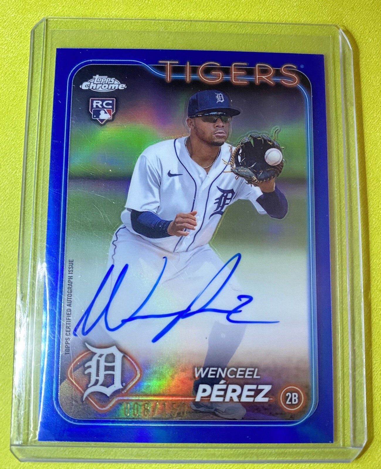 WENCEEL PEREZ 2024 TOPPS CHROME UPDATE ROOKIE BLUE REFRACTOR AUTO 008/150 RC