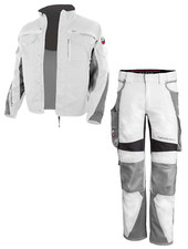 SET Arbeitshose Arbeitsjacke Grizzlyskin  Hose Jacke Weiß- Grau