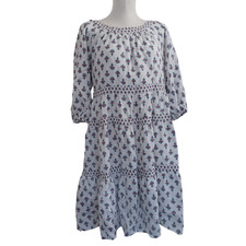 Ann Taylor Dress Boho Floral Tiered Shift Dress Buffet Cottagecore Womens Small