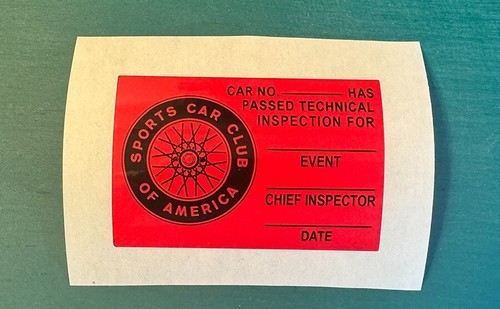 CALCOMANÍA ADHESIVA VINILO INSPECCIÓN TRANS AM TECH 3" X 2" - SCCA - CARRERAS DE COCHES - SVRA. - Imagen 1 de 3